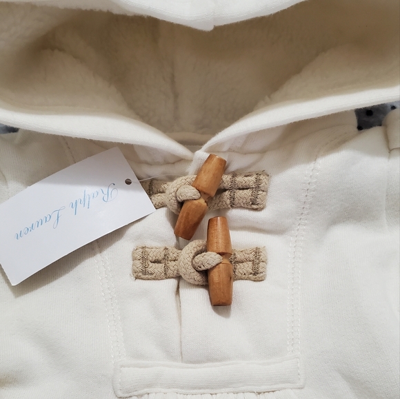 NWT Ralph Lauren Baby Girl Ivory Hooded Coverall - Picture 2 of 7